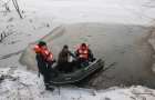 На Хмельниччині рятувальники визволили лебедя із заледенілого ставка