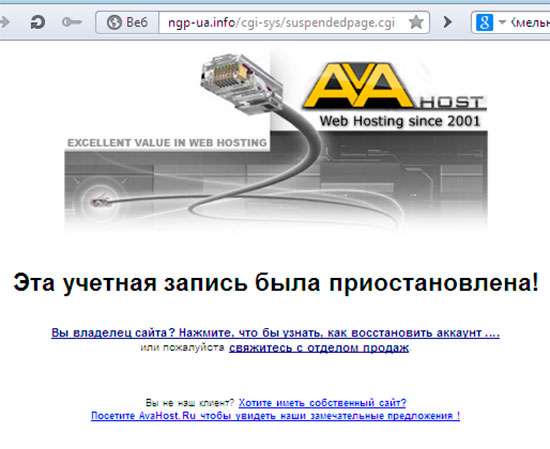 Так виглядав "Незалежний громадський портал" після втручання DDoS-атак