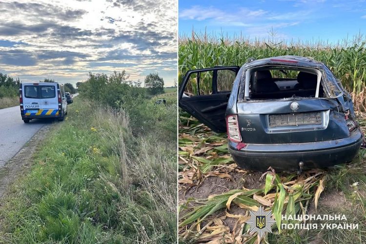 На Хмельниччині перекинувся автомобіль з неповнолітніми водієм та пасажирами
